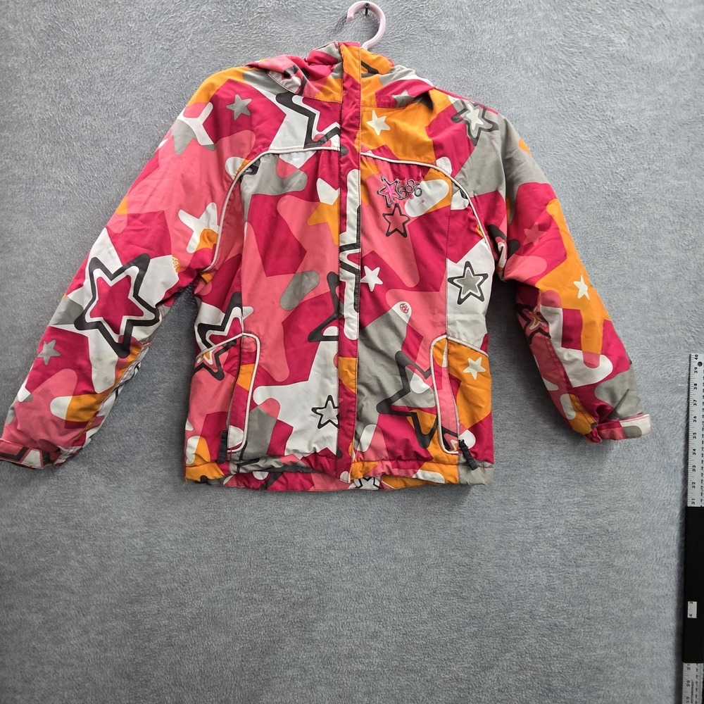 686 Girls Snow Jacket‎ M Pink Snowboard Ski Stars Youth Evolution